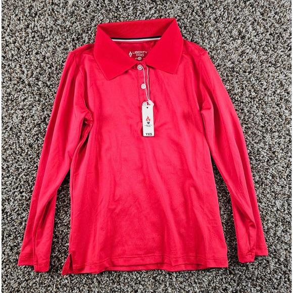 Liberty Pro Other - Liberty Pro Boys Sz XS Long Sleeve Polo Shirt Performance Red NEW